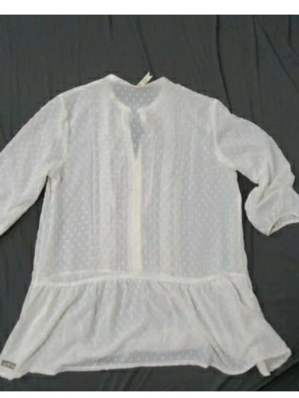 Matilda Jane Loose Fitting Lightweight White Swiss Dot Peplum Tunic